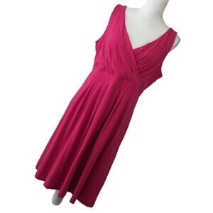 LANDS' END! FRESH, BRIGHT FUSCHIA PINK STRETCH KNIT, CRISS-CROSS SUN DRESS! SZ M